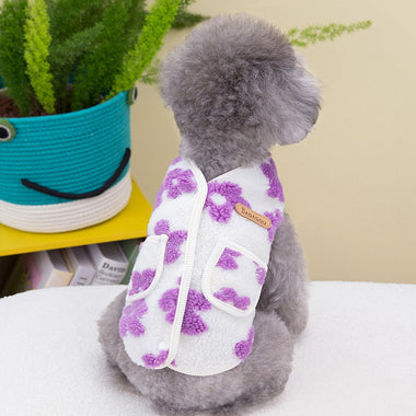 Coral Fleece Printed Button Pet Vest