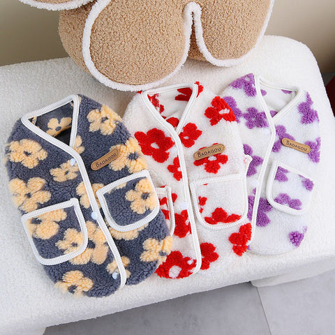 Coral Fleece Printed Button Pet Vest