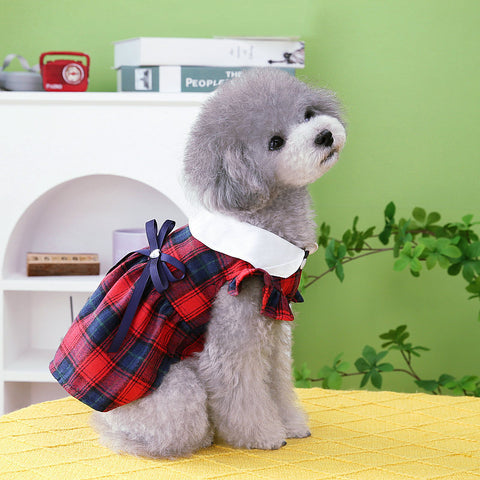 Bow Doll Collar Plaid Skirt