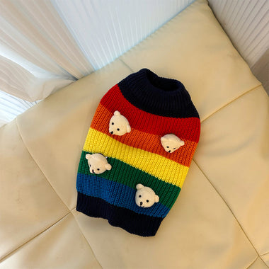 Rainbow Bear Pet Knitted Sweater