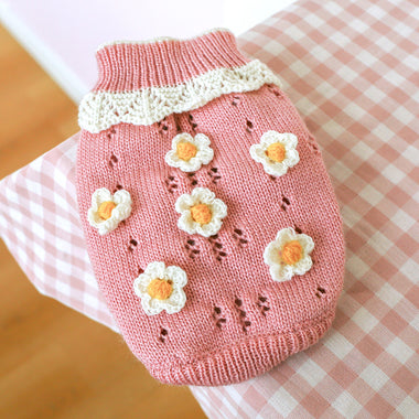 Floral Knitted Pet Sweater