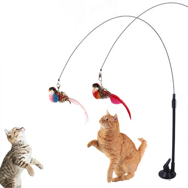 Interactive Sucker Feather Cat Toys Stick