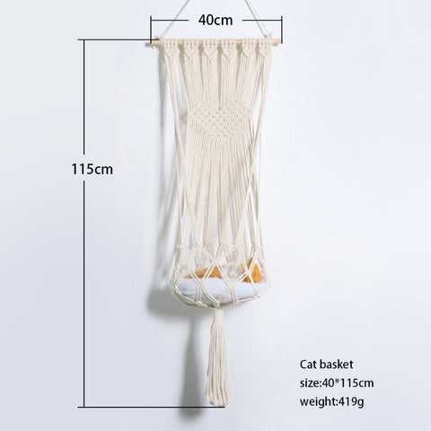 Macrame Cat Hammock Wall Hanging Bed