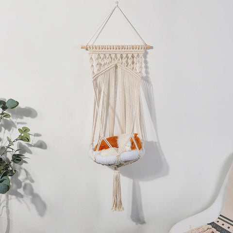 Macrame Cat Hammock Wall Hanging Bed