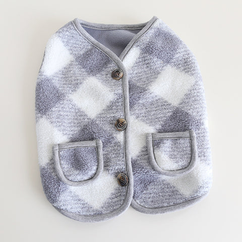 Windproof  Fleece Plaid Dog Vest