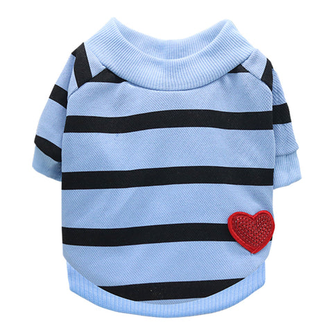 Heart Printed Striped Dog T-Shirt