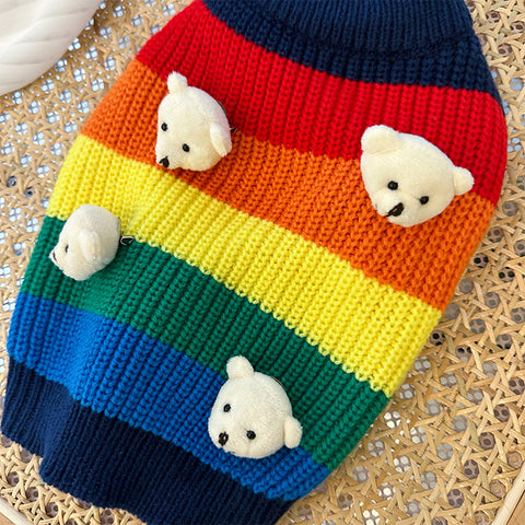 Rainbow Bear Pet Knitted Sweater