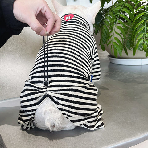 Heart Printed Striped Pet Bottoming Shirt