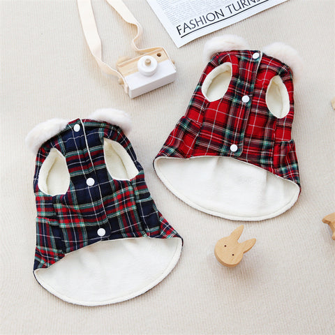 Bow Plaid Pet Cotton Skirt