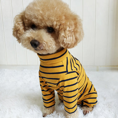 High Collar Striped Four-legged Pet Jumpsuit