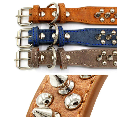 Leather Rivet Studded Pet Collars