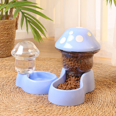 2pcs Mushroom Design Pet Water & Food Feeder