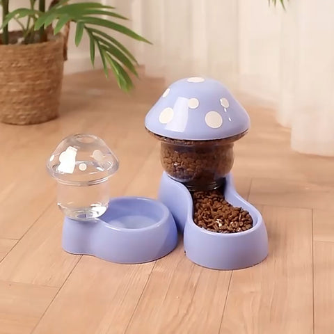 2pcs Mushroom Design Pet Water & Food Feeder