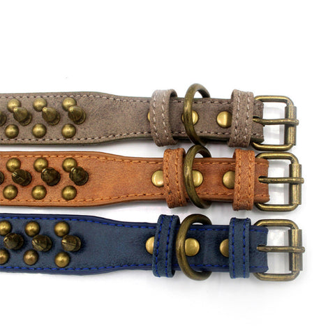 Leather Rivet Studded Pet Collars