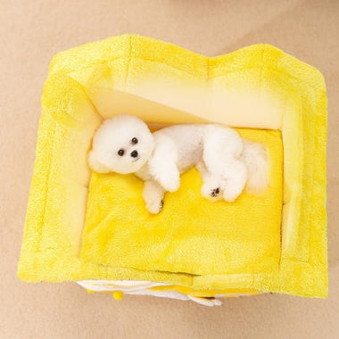 Yellow Bee House Shaped Pet Bed