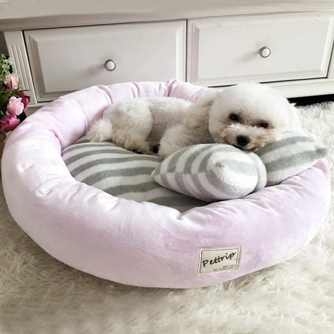 Plush Donut Pet Bed with Pillow