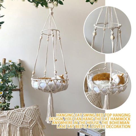 Macrame Cat Hammock Wall Hanging Bed