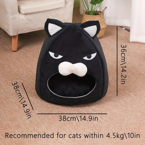 Soft Cartoon Black Cat Shaped Pet Bed