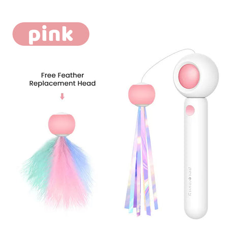 Retractable Wand Ribbon Charmer Bell Beads Interactive Cat Toys