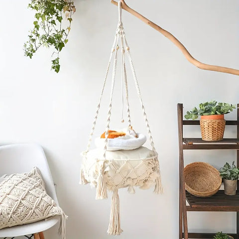 Macrame Cat Hammock Wall Hanging Bed