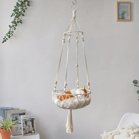 Macrame Cat Hammock Wall Hanging Bed