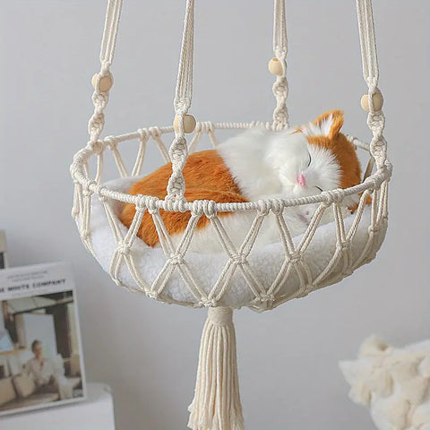 Macrame Cat Hammock Wall Hanging Bed