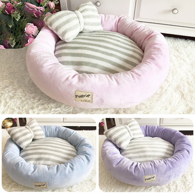 Plush Donut Pet Bed with Pillow