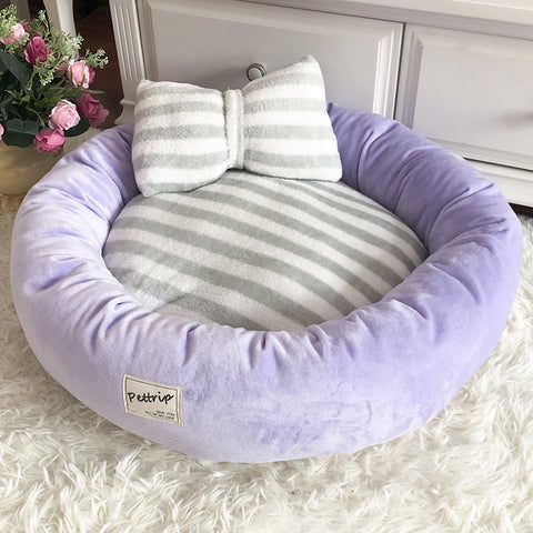 Plush Donut Pet Bed with Pillow