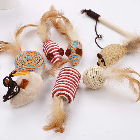 7PCS/Set Funny Cat Stick Feather Toy
