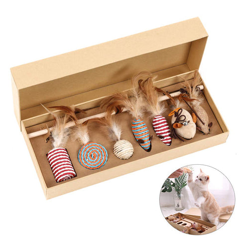 7PCS/Set Funny Cat Stick Feather Toy