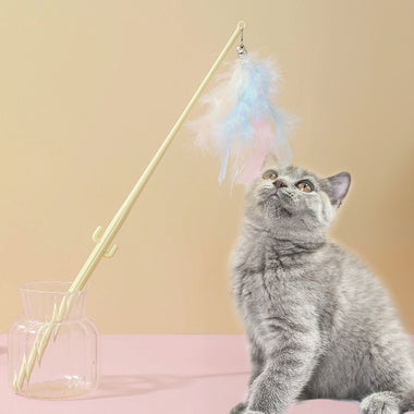 Cat Teaser Interactive Toy Rod with Bell Feather