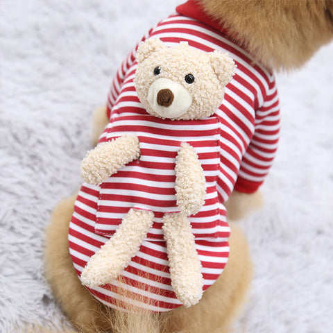 Pocket Bear Striped Pet Sweatshirt