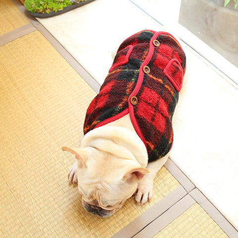 Windproof  Fleece Plaid Dog Vest