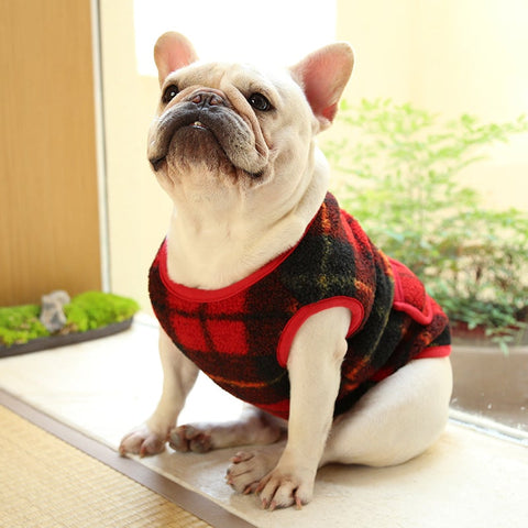 Windproof  Fleece Plaid Dog Vest