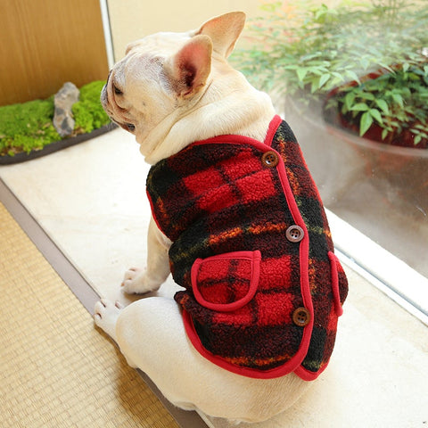 Windproof  Fleece Plaid Dog Vest