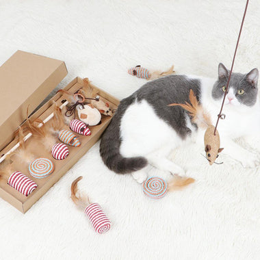 7PCS/Set Funny Cat Stick Feather Toy