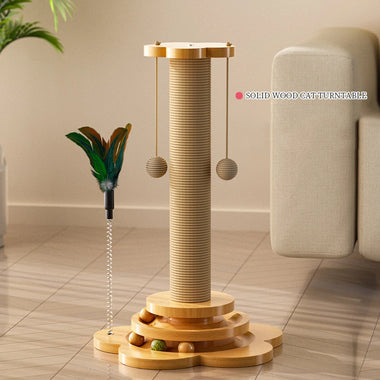 Cat Scratching Post Two-Layer Turntable with Interactive feather