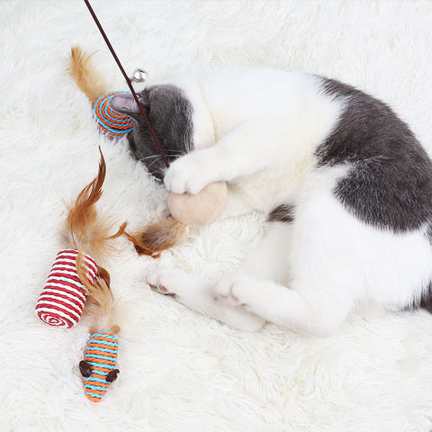 7PCS/Set Funny Cat Stick Feather Toy