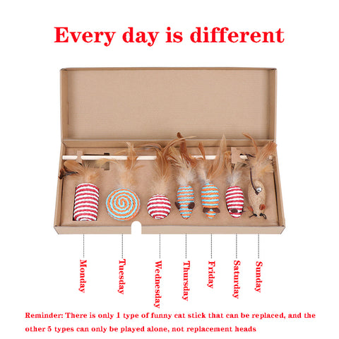 7PCS/Set Funny Cat Stick Feather Toy