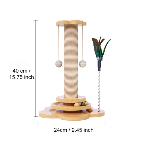 Cat Scratching Post Two-Layer Turntable with Interactive feather