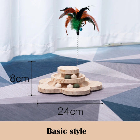 Cat Scratching Post Two-Layer Turntable with Interactive feather