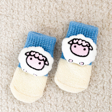 4pcs Cute Anti Slip Dog Socks