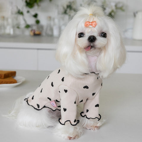Heart Print Fungus Curling Pet Shirt