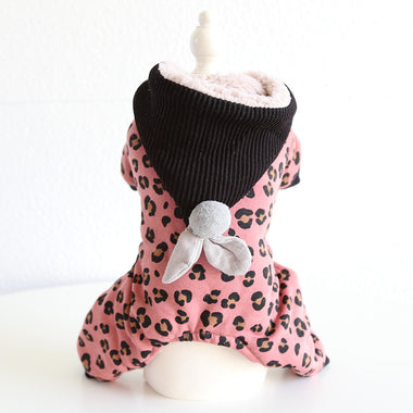 Polka Dot Winter Plush Pet Dress & Jumpsuit