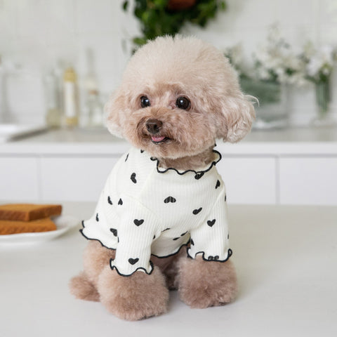 Heart Print Fungus Curling Pet Shirt