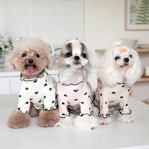 Heart Print Fungus Curling Pet Shirt
