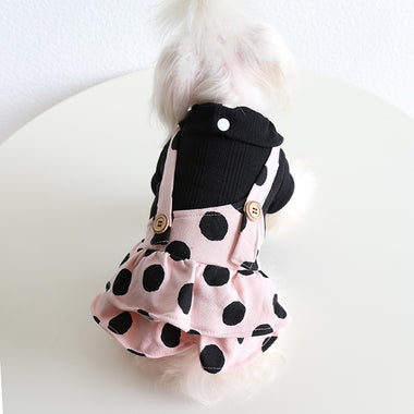 Polka Dot Winter Plush Pet Dress & Jumpsuit